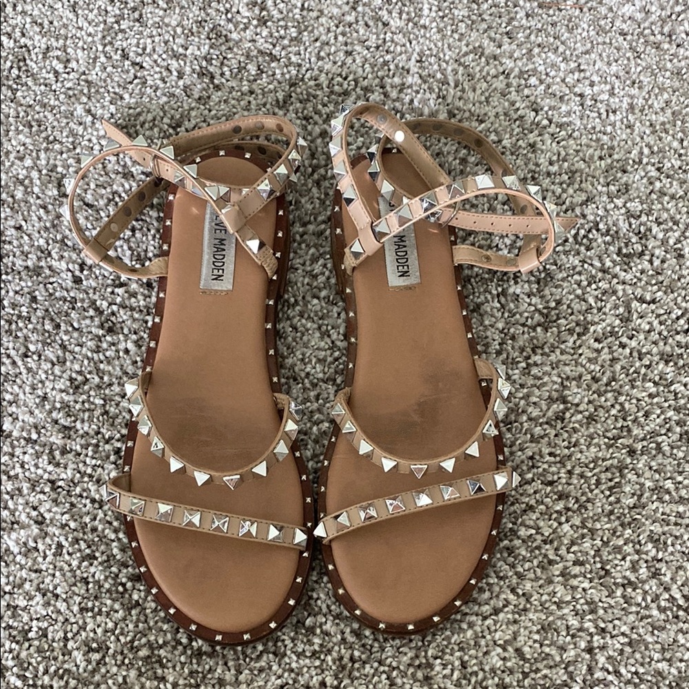 Steve Madden Beige Studded Sandals